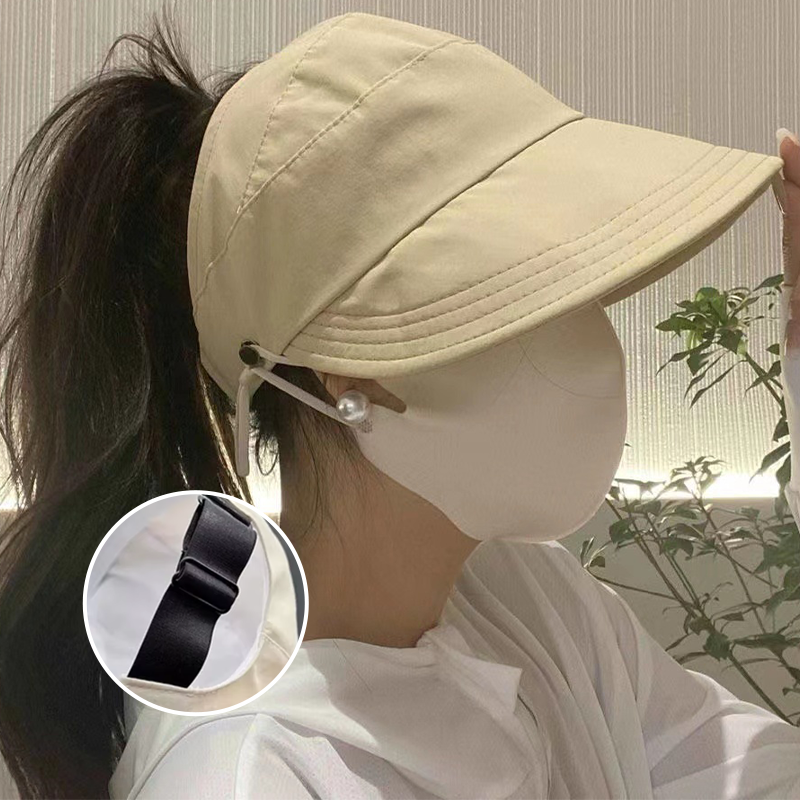 Cappello da sole a mezza calotta con tesa larga e chiusura a gancio