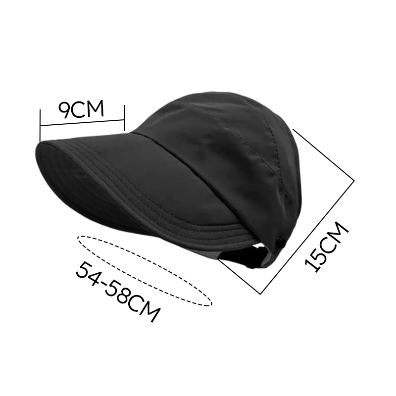Cappello da sole a mezza calotta con tesa larga e chiusura a gancio