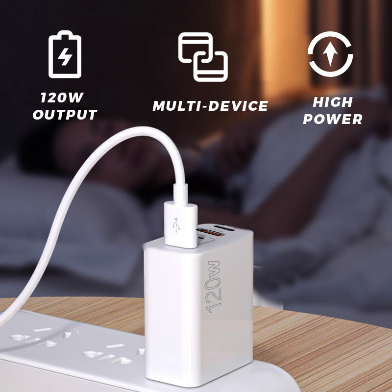 Caricabatterie rapido da 120 W con 5 porte