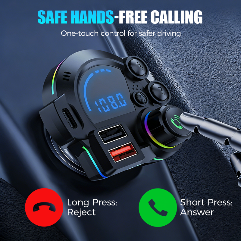 Trasmettitore FM Bluetooth universale per auto a doppia porta – Musica wireless, chiamate in vivavoce e caricatore USB doppio
