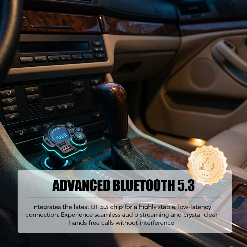 Trasmettitore FM Bluetooth universale per auto a doppia porta – Musica wireless, chiamate in vivavoce e caricatore USB doppio