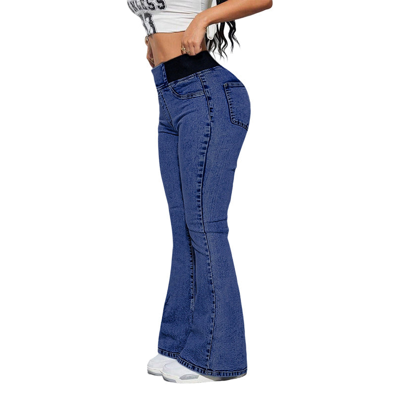 Jeans Donna a Vita Alta Elasticizzati a Zampa