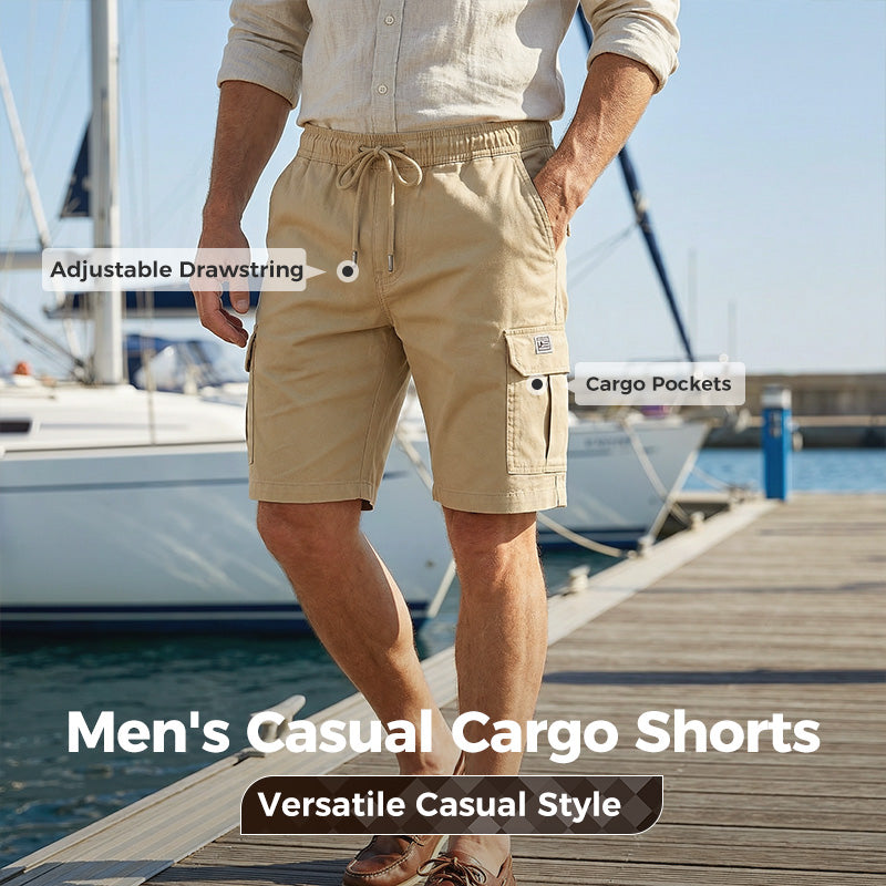 50% DI SCONTO! 🔥👖 Bermuda Cargo Uomo Casual – Tasche Multiple, Cordoncino Regolabile & Tessuto Traspirante 🌬️✨