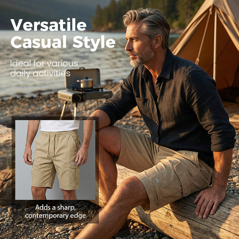 50% DI SCONTO! 🔥👖 Bermuda Cargo Uomo Casual – Tasche Multiple, Cordoncino Regolabile & Tessuto Traspirante 🌬️✨