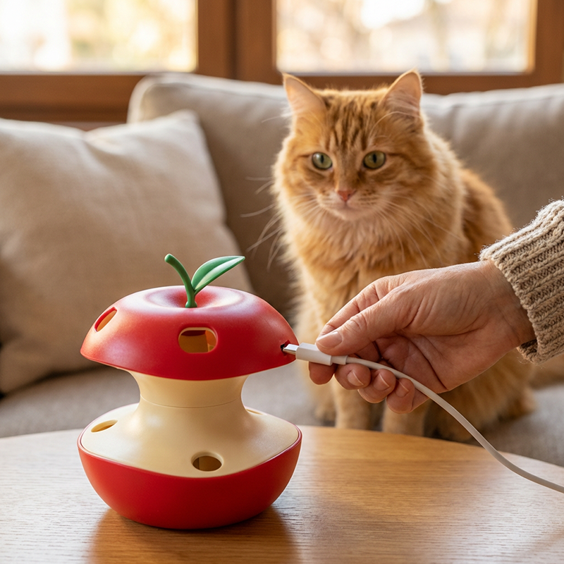 Giocattolo girevole automatico per gatti con sensore intelligente