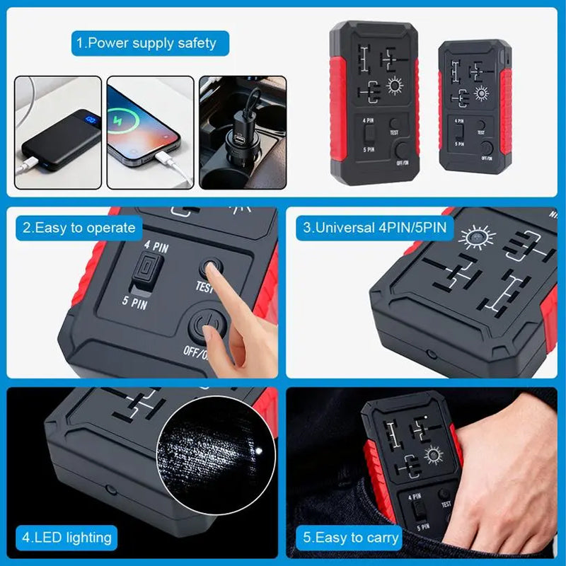 Tester Relè Auto USB-C per Relè a 4/5 Pin