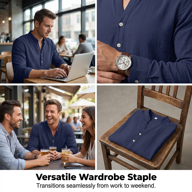 Maglietta Henley casual da uomo