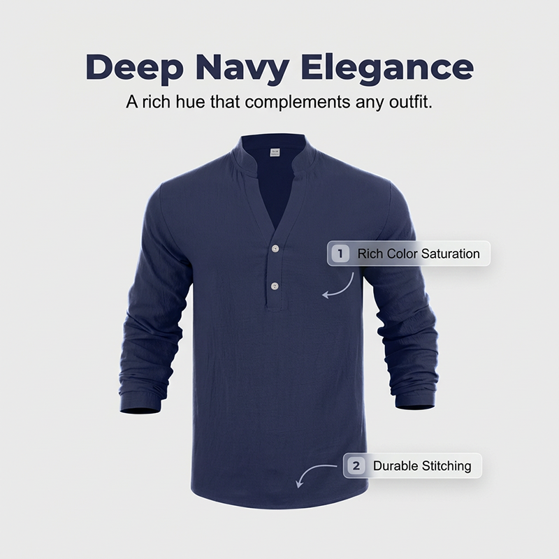 Maglietta Henley casual da uomo