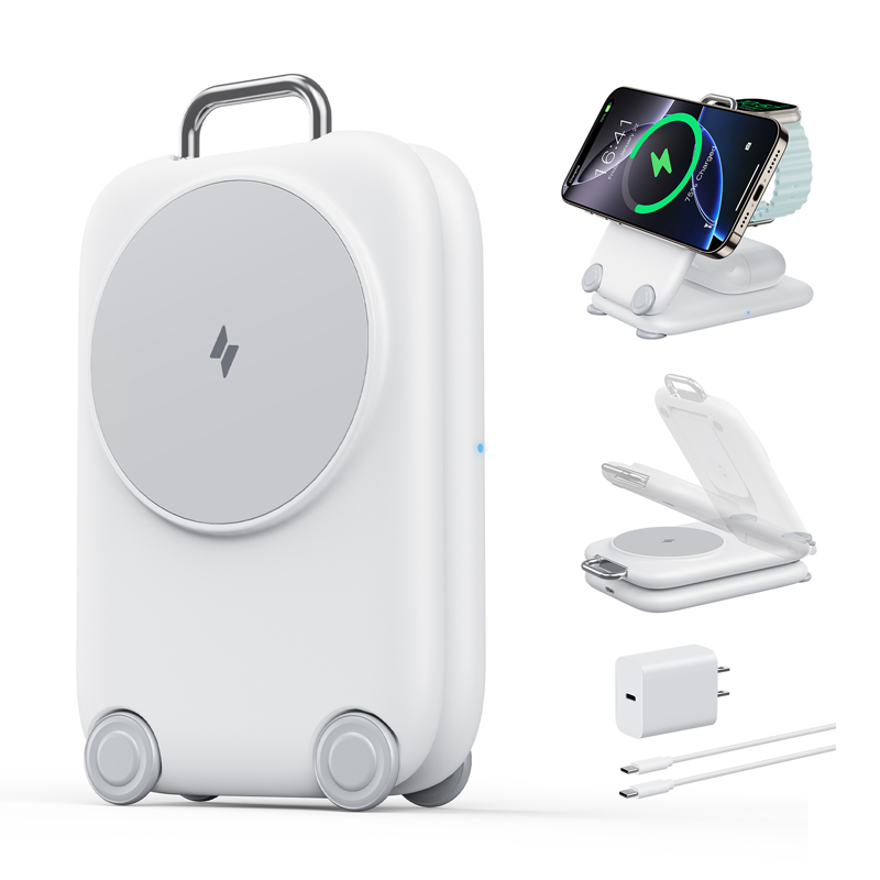Supporto Caricabatterie Wireless Magnetico Pieghevole 3-in-1