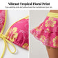 Set Bikini a 3 Pezzi con Stampa Floreale e Gonna a Volant