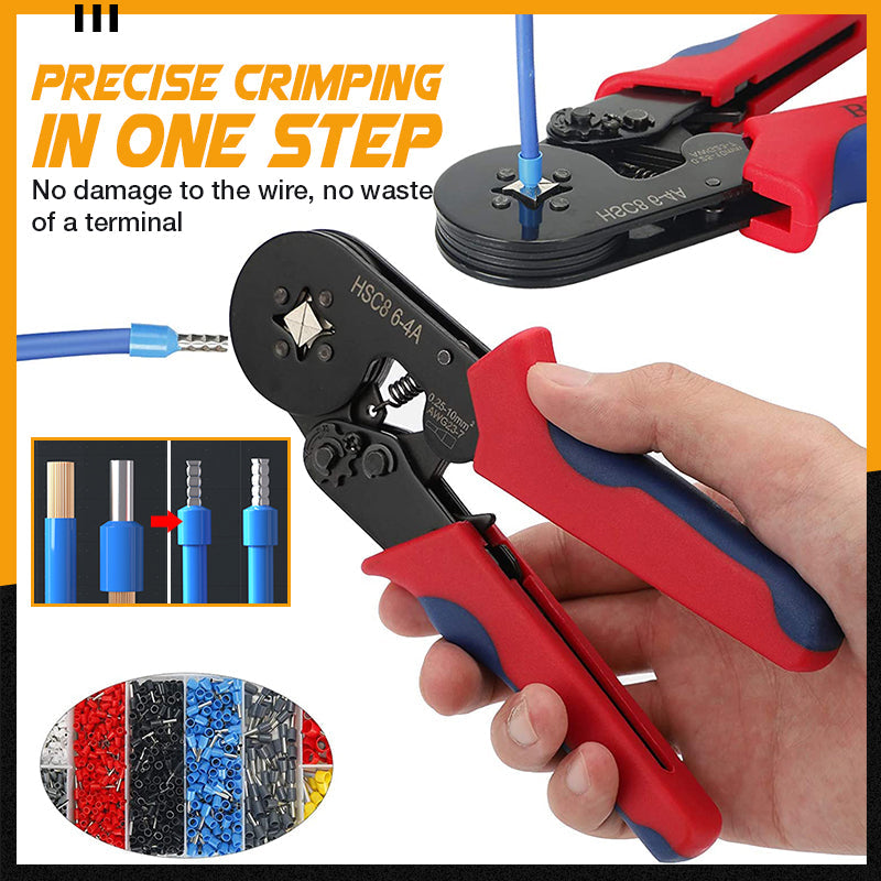 🎊SCONTO DEL 50% ORA! Set di pinze crimpatrici a cricchetto per terminali tubolari – Utensile ergonomico autoregolante per progetti di cablaggio elettrico