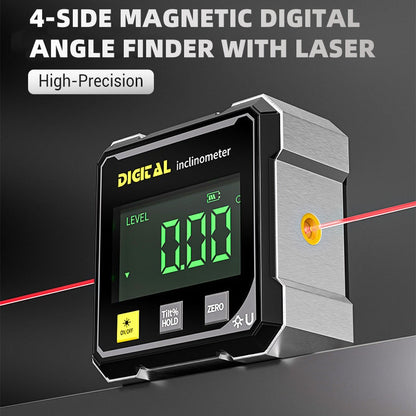 🔥Misuratore angoli digitale magnetico 📐 Doppio laser, ricarica USB, misurazioni veloci e precise per falegnameria🔨