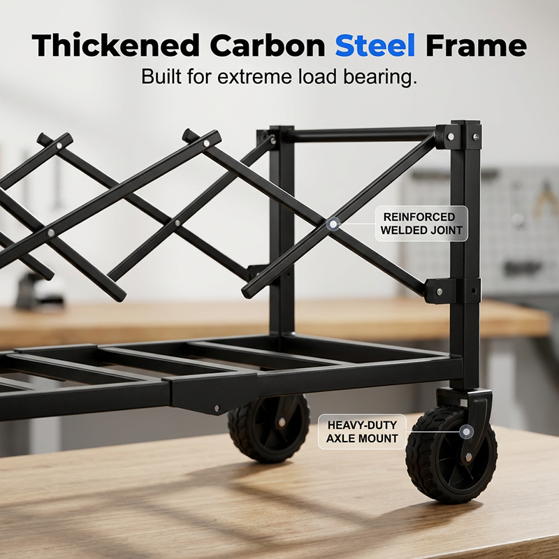 🥳 HOT SALE 2026 🥳💞 50K+ VENDUTI! 🚚🏕️ 50% OFF! Carrello Pieghevole Resistente – 130L, portata 80kg, ruote per tutti i terreni. Telaio in acciaio al carbonio rinforzato – trasporta facilmente attrezzi da giardino e spesa! 🛒✨