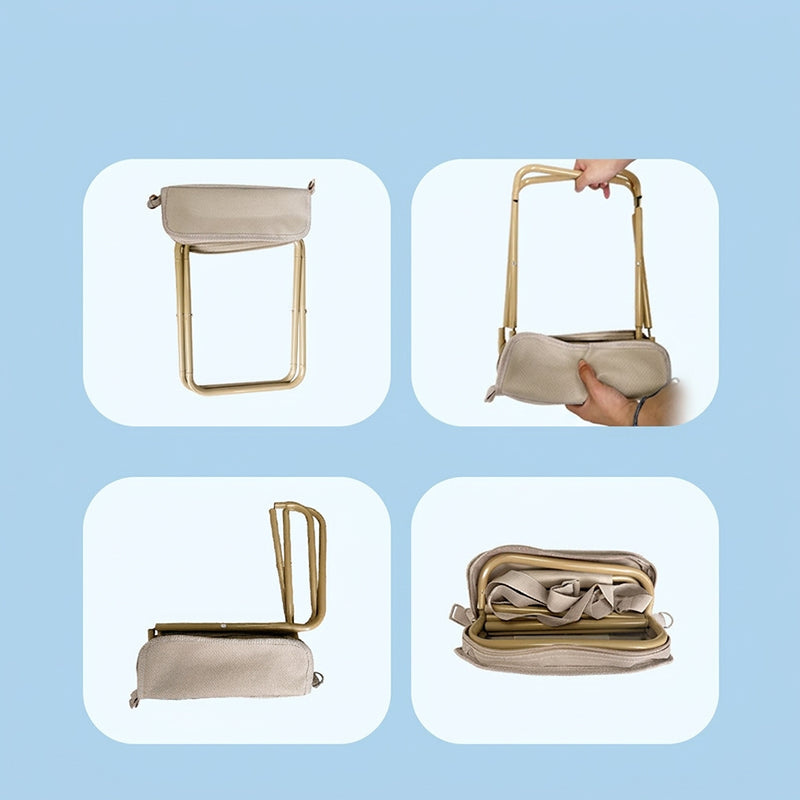 Sgabello Pieghevole Portatile con Design a Borsetta