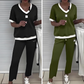 Completo Donna Casual con Top con Scollo a V e Pantaloni