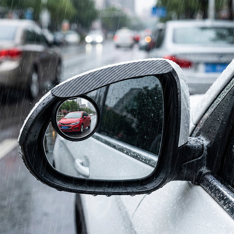 Specchietti per Angolo Cieco Regolabili con Visiera Antipioggia per Auto