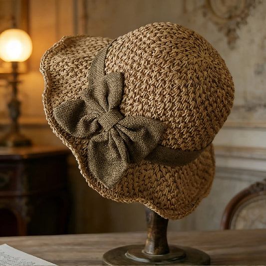 ⏰🔥 Offerta Estate 50% SCONTO! 🥳👒 Cappello di Paglia Elegante con Fiocco – Traspirante, Pieghevole e Perfetto per Spiaggia e Viaggi 💞💥