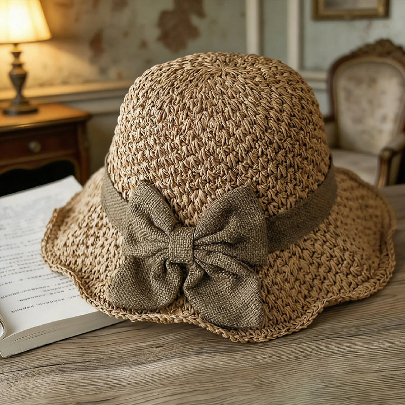 ⏰🔥 Offerta Estate 50% SCONTO! 🥳👒 Cappello di Paglia Elegante con Fiocco – Traspirante, Pieghevole e Perfetto per Spiaggia e Viaggi 💞💥