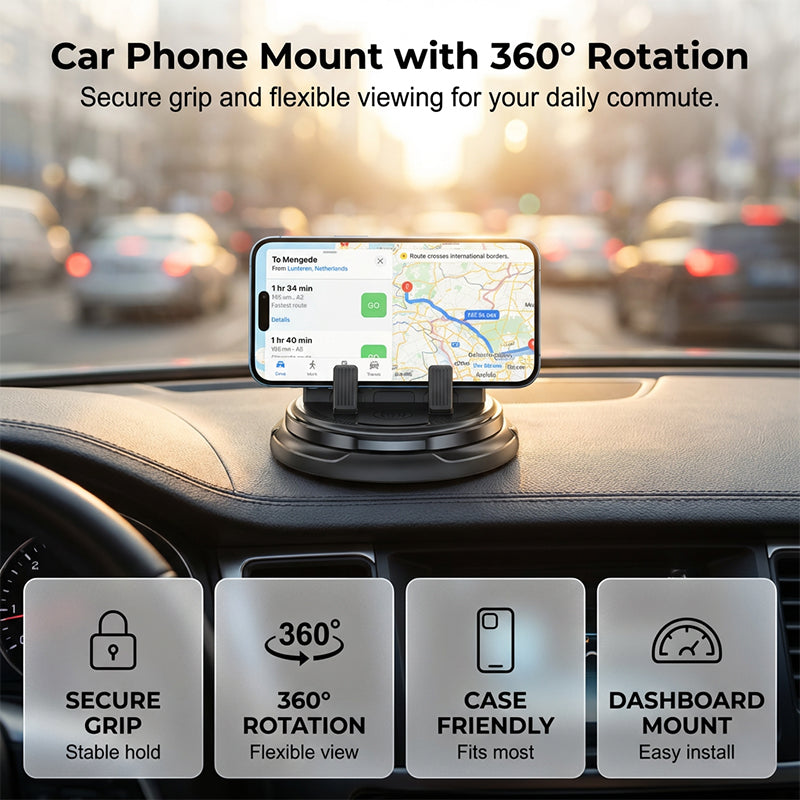 🔥Offerta limitata: 50% di sconto🔥Supporto per cellulare da cruscotto con rotazione a 360° per auto