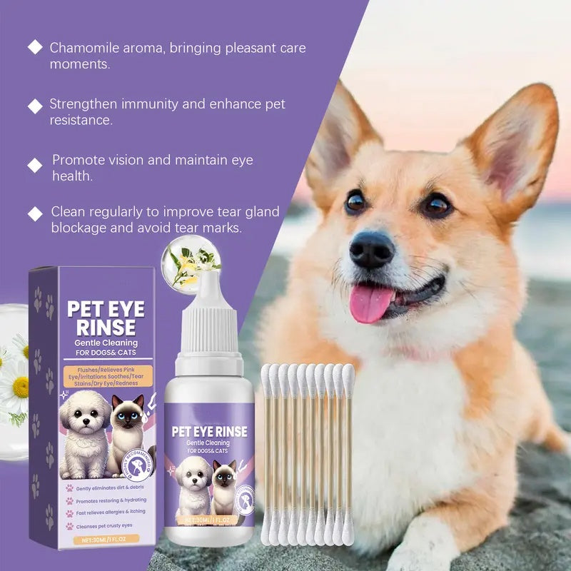 Soluzione detergente delicata per gli occhi di cani e gatti