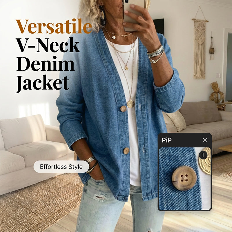 📢📢SCONTO DEL 61%!!!⏰Giacca di jeans classica con bottoni da donna