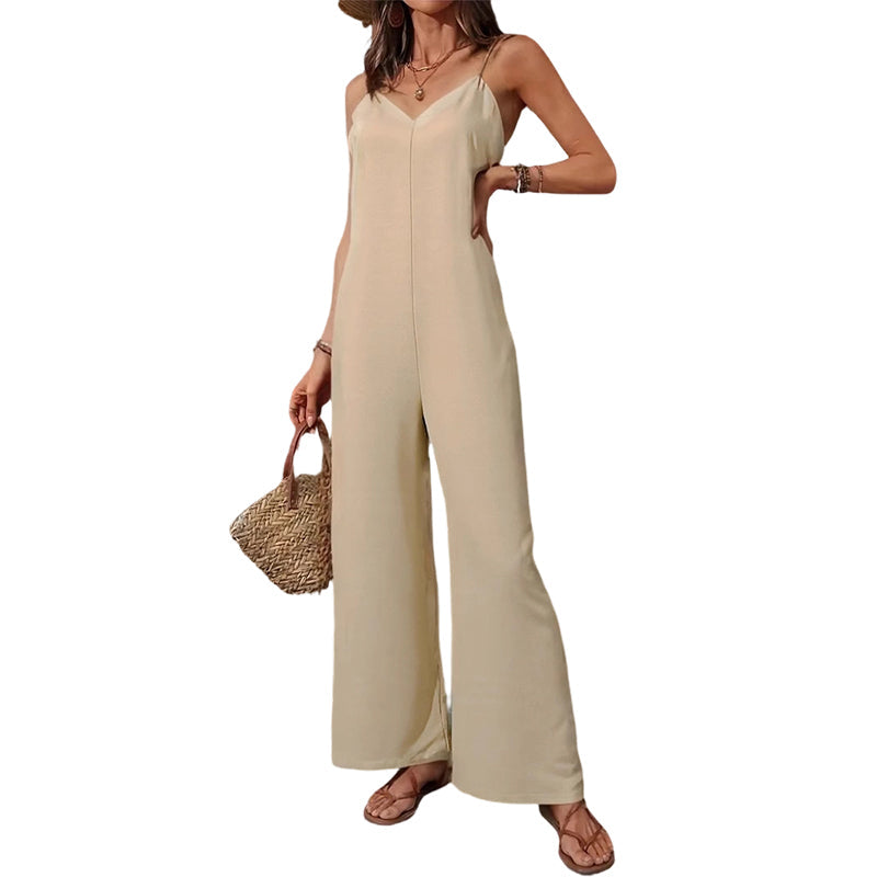 Tuta intera casual da donna con scollo a V e spalline sottili