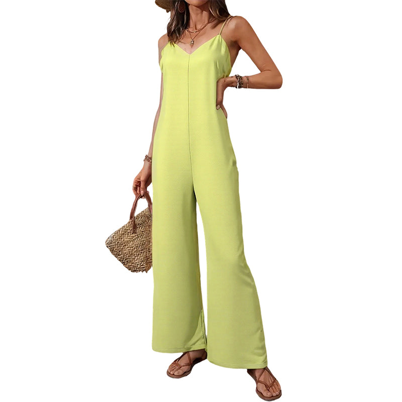 Tuta intera casual da donna con scollo a V e spalline sottili