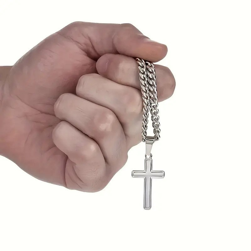 Collana da uomo con ciondolo a croce in acciaio inossidabile