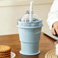 🥤Tazza portatile in silicone! Con cannuccia e stampo per ghiaccio, leggera, pieghevole, ottima per le bevande
