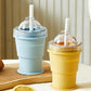 🥤Tazza portatile in silicone! Con cannuccia e stampo per ghiaccio, leggera, pieghevole, ottima per le bevande