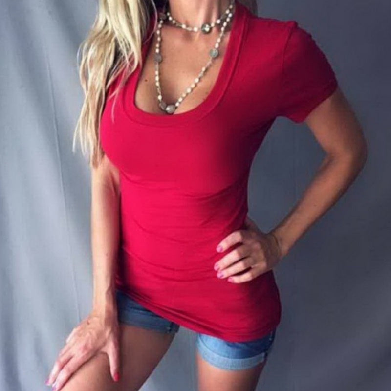 Top Estivo da Donna con Scollo a V Profondo e Vestibilità Aderente
