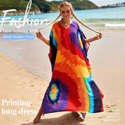 Copricostume lungo da spiaggia con stampa