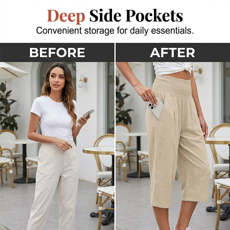 👖 Pantaloni corti da donna leggeri con elastico in vita (taglie S-3XL) – Comodi, morbidi e perfetti per look estivi casual ✨🌿