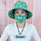 Cappello da sole a tesa larga con stampa floreale e maschera integrata