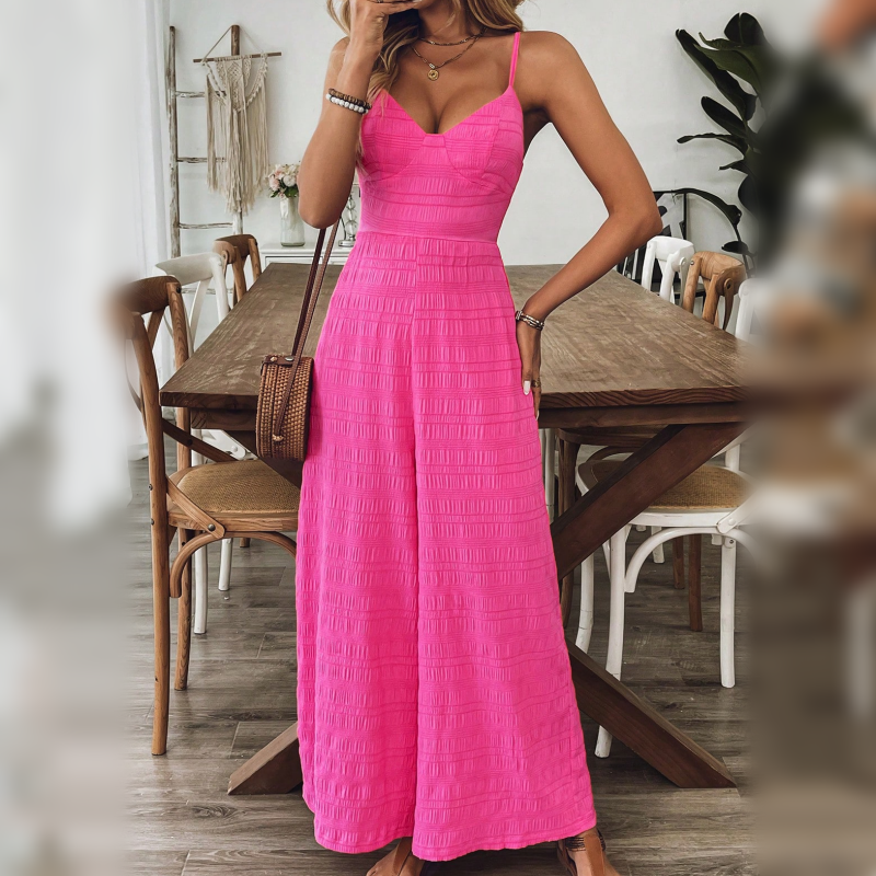 Tuta Elegante da Donna con Scollo a V e Pantalone a Palazzo