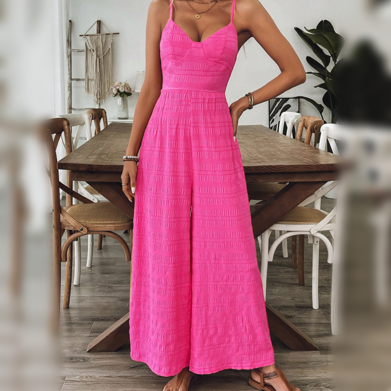 Tuta Elegante da Donna con Scollo a V e Pantalone a Palazzo