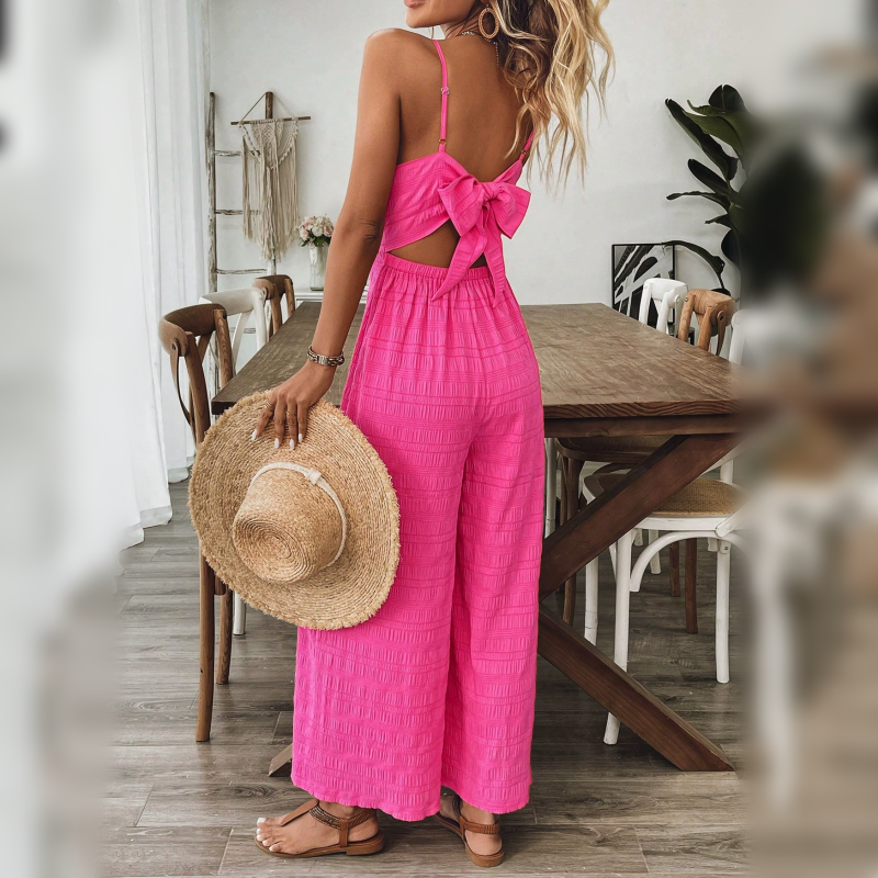 Tuta Elegante da Donna con Scollo a V e Pantalone a Palazzo