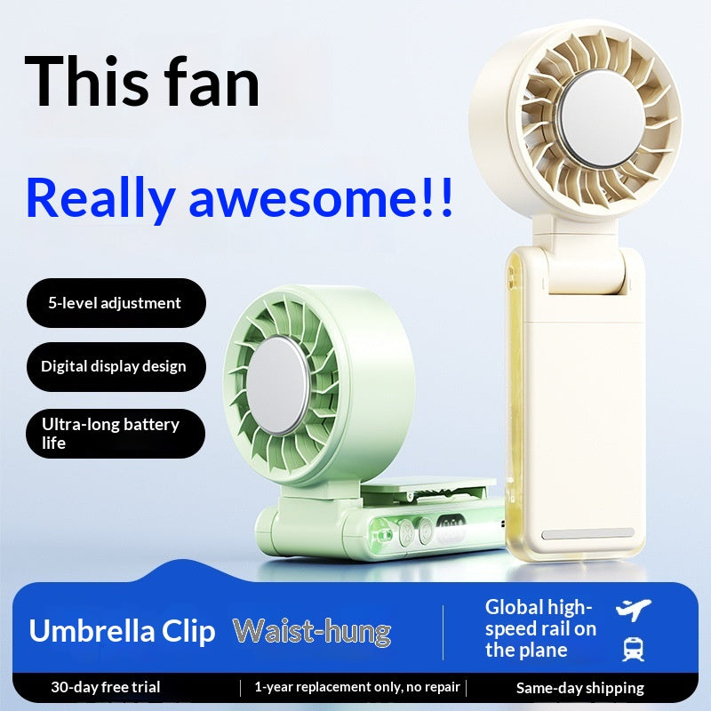 【Ventilatore da Tavolo e da Cintura a Lunga Durata】—— Aggancialo alla cintura o appoggialo sul tavolo: ovunque tu sia, rimarrai sempre al fresco!