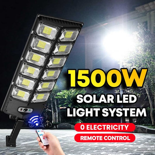 💎 SCONTO DEL 50%! 💎 Sistema di illuminazione a LED solare da 1500 W: super luminoso, senza fili e resistente alle intemperie, con sensore di movimento + telecomando (IP65) ☀️💡