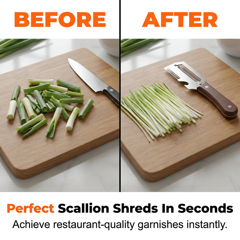 ⏰🔥OFFERTA LIMITATA: 50% DI SCONTO! 🥒 Sbucciatore-affettatore di erba cipollina 3 in 1 – Veloce, efficace e indispensabile in cucina ✨🍴