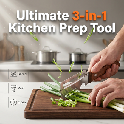 ⏰🔥OFFERTA LIMITATA: 50% DI SCONTO! 🥒 Sbucciatore-affettatore di erba cipollina 3 in 1 – Veloce, efficace e indispensabile in cucina ✨🍴
