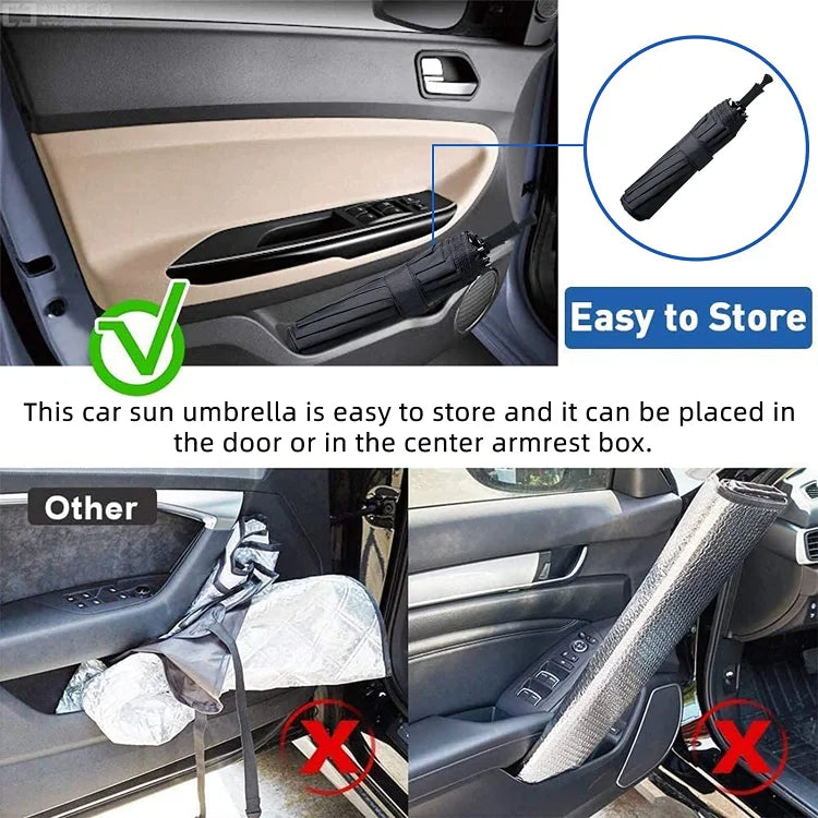 Ombrello parasole per parabrezza auto - Ombrello pieghevole per auto Parasole Parasole Blocco UV Finestrino anteriore auto (Protezione isolamento termico) per parabrezza auto Copre la maggior parte delle auto