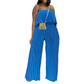Completo da donna composto da top senza spalline e pantaloni a gamba larga