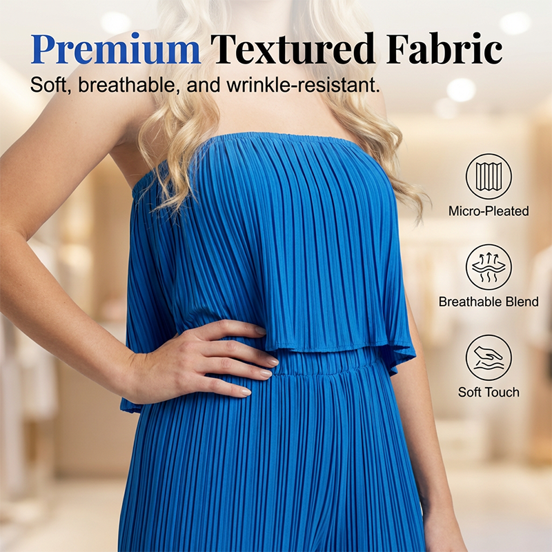 Completo da donna composto da top senza spalline e pantaloni a gamba larga
