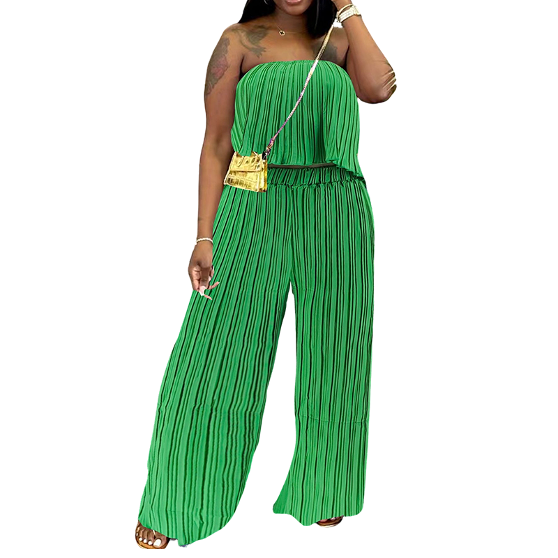 Completo da donna composto da top senza spalline e pantaloni a gamba larga