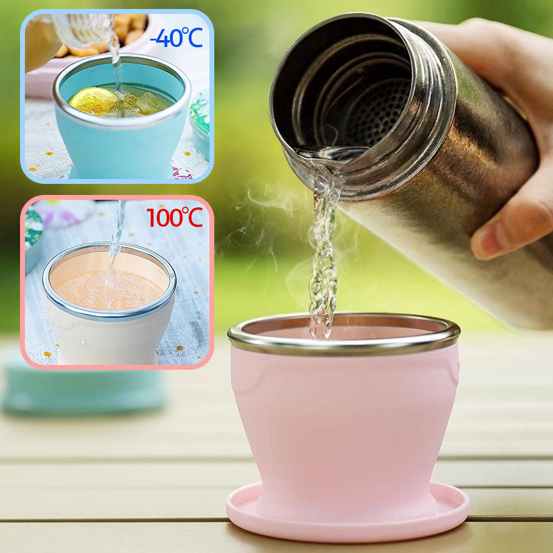 Tazza pieghevole portatile in silicone da 240 ml