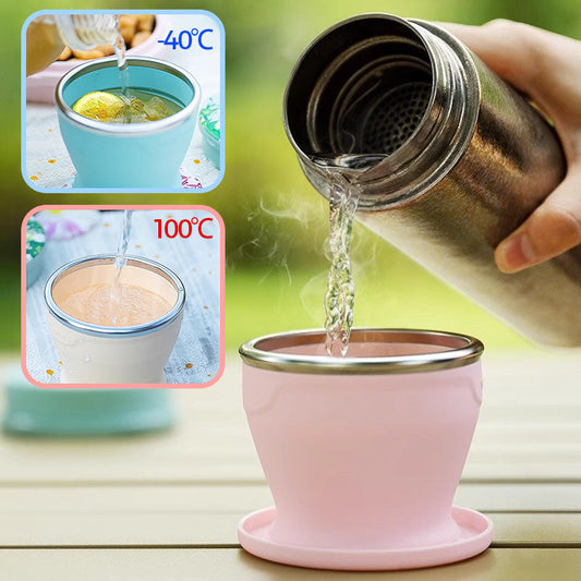 Tazza pieghevole portatile in silicone da 240 ml