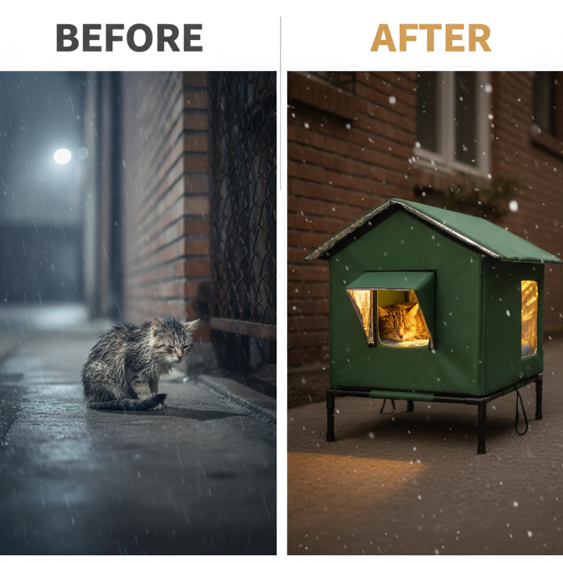 🏠 SCONTO DEL 50% A TEMPO LIMITATO! 🐈 Cuccia per gatti da esterno rialzata e resistente a ogni clima – Impermeabile, isolata e pieghevole 🌧️