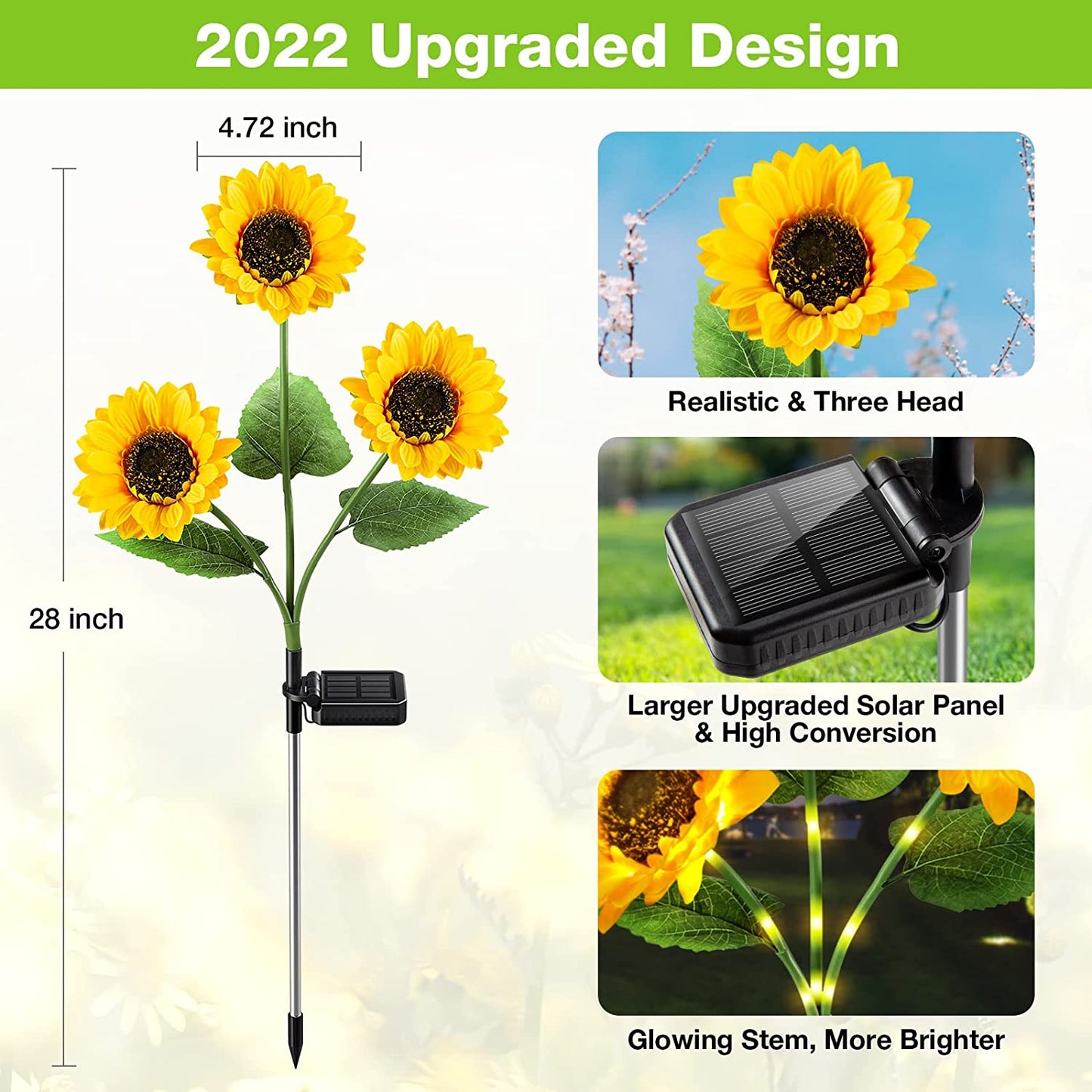 Lucine Solari a LED da Giardino a Forma di Girasole