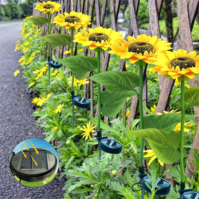 Lucine Solari a LED da Giardino a Forma di Girasole